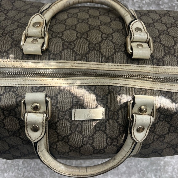 Authentic Joy Gucci Boston Bag Handbag Duffle Purse Logo Monogram - Picture 6 of 14